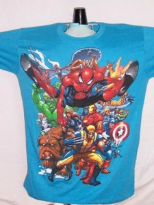 CAMISETA Universo Marvel Aqua PEQUEÑA Thor Spiderman Capitán América WOLVERINE NUEVA CON ETIQUETAS - Imagen 1 de 2