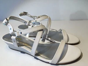 Chaps Women's MacKenzee Wedge Sandals (973) White/Silver Size 8.5M - Picture 1 of 4