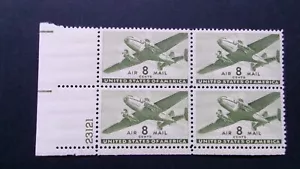 1944 #C26 8c Transport Plane Plate Block #23121 LL MNH OG VF - Picture 1 of 1