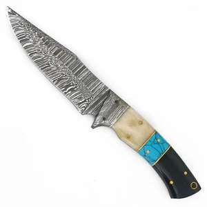 New Custom Handmade Damascus Steel Fixed Blade Outdoor Camping Hunting EDC Knife - Picture 1 of 6