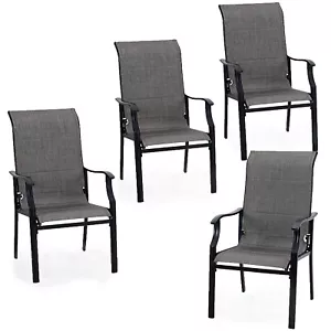 Patio Dining Chairs Set of 4 Outdoor Chairs High Back Armchairs for Lawn Garden - Picture 1 of 9