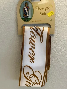 New Beistle Girl's White/Brown Flower Girl Sash Body Ribbon One Size  - Picture 1 of 4