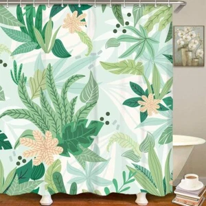 Leaf Shower Curtain Green Leaves Shower Curtain Plant Shower Curtain 72" x 72" - Picture 1 of 3