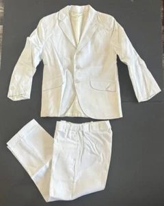 Vintage Boy's White Linen Suit Size 8 Jacket Blazer & Pants 2 Piece 1950s 1960s - Picture 1 of 13