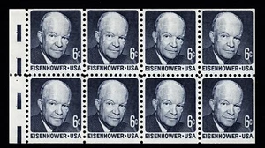 1393A “Eisenhower” 6c Bklt Pane of 8, Bars in Selvage, Shiny Gum, MNH - Picture 1 of 1