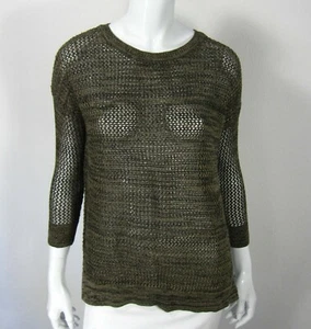My Bajee Collection Long Sleeve Crew Neckline Fishnet Sweater S Small Brown 119 - Picture 1 of 10