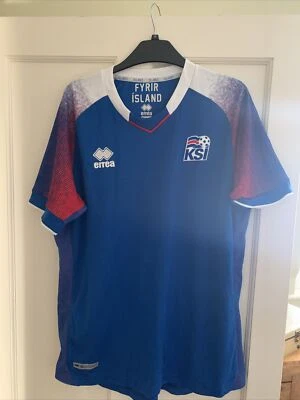 Maglia calcio Islanda Errea Medium Home Jersey KSI Fyrir Island 2018 2019 J79 - Immagine 1 di 4