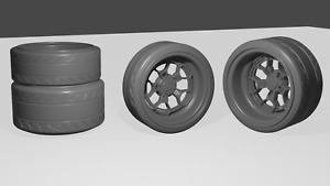 1/24 Porsche Rotiform HUR Wheels Tires&Brake Discs diorama or diecast UNPAINTED