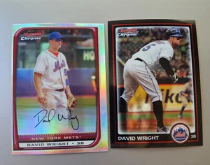 David Wright 2008 Bowman Chrome #144 Refractor and 2010 Bowman Chrome #92 - Picture 1 of 5