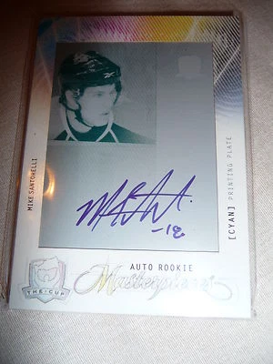 2009-10 The Cup Mike Santorelli 1/1 Rookie Cyan Printing Plate AUTO RC L@@K - Imagem 1 de 2