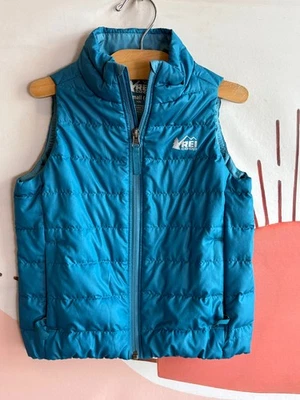 REI Co-op 背心尺寸 XXS 4-5 儿童羽绒绝缘全拉链 Puffer 户外青少年 — 第 1/4 张图片