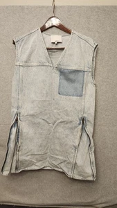 3.1 Phillip Lim Denim tunica gilet donna 2 tasche senza maniche zip strato casual - Foto 1 di 13