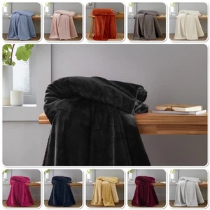 Catherine Lansfield Raschel Velvet Touch Throw 200 x 240cm 11 Colour Options - Picture 1 of 73