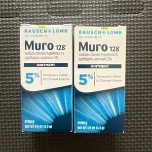 NEW Bausch & Lomb Muro 128 Ointment 5% Temporary Relief Sterile 1/8 oz Pack of 2 - Picture 1 of 2