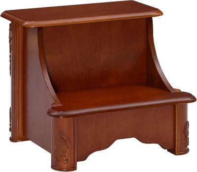 Powell Woodbury Mahogany Bed Step with Storage, Information, Lightly Distressed  - Image 1 of 4