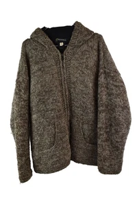YETI CLOTHING Brown Knitwear Jacket size M Mens 100% Wool Nepal Jumper Hippie - Picture 1 of 7