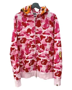 A Bathing Ape ABC Camo Tiger Full Zip Hoodie Size L Color Pink Used - Picture 1 of 10