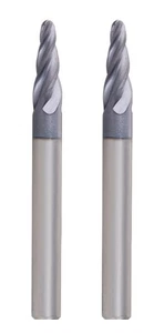 2PC 3/32" Carbide Endmill 4 Flute Ball Nose 5deg taper per side TiAlN (CB4-N) - Picture 1 of 7