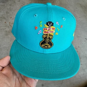 Size 7 5/8 Blue New Era Sugar Skull☠️Día De Los Muertos Guitar Fitted 59fifty - Picture 1 of 2