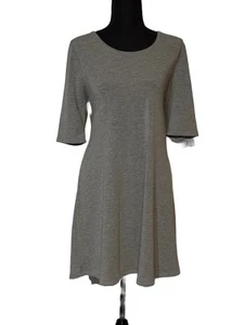 Vestido túnica gris cable y calibre talla L mezcla de rayón elástico tejido manga codo - Imagen 1 de 6