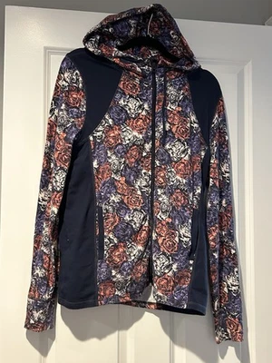 Lucky Lotus Navy and pink floral women’s hoodie Sweatshirt Sz XL - Image 1 of 4