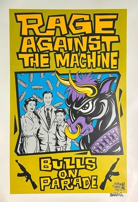 Rare, Vintage Rage Against the Machine Poster - Alan Forbes signed 1996 - Otto - Image 1 of 4