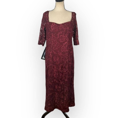 VALENTINO Abito donna JS Collections Elle Sweetheart lunghezza tè 10 bordeaux midi nuovo senza etichette