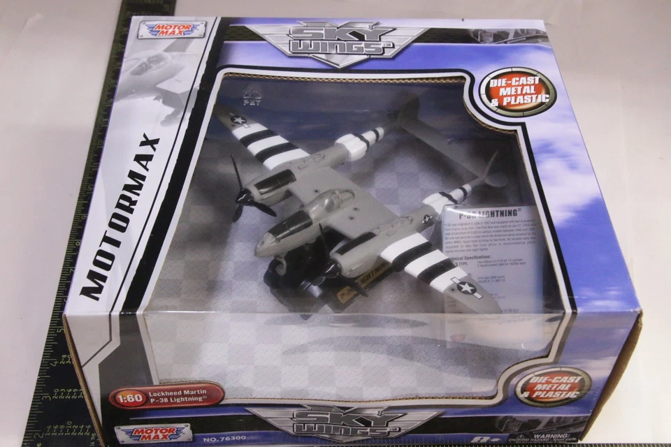 P38 Lightning Jet Airplane 1:60 by Motor Max #76300 - NEW Damage Sliced Box - Image 1 of 3