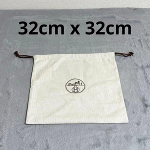 Hermes Storage Dust Bag Drawstring Beige Brown 13" × 12" Used - Picture 1 of 3