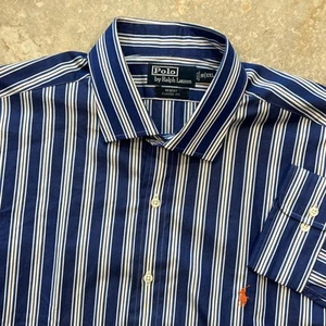 Polo Ralph Lauren Regent camicia vestibilità classica uomo 18 XXL blu bianco righe bottoni - Foto 1 di 9