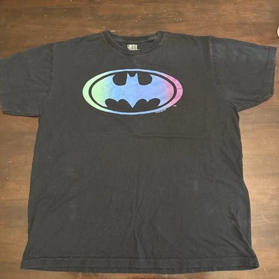 Camisa Y2K 2008 Batman Gradiente Logo En Etiqueta Gigante Talla XL, Camisa Negra Foto 1 de 4