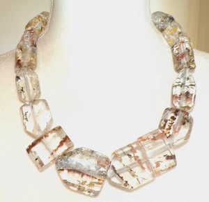 Sobral Minas Gerais Betim Inclusion Large Angular Beads Artist Made Necklace - Picture 1 of 6