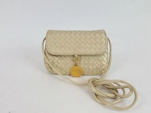 Jay Herbert Ivory Metallic Woven Leather Crossbody Clutch Mini Bag - Picture 1 of 7