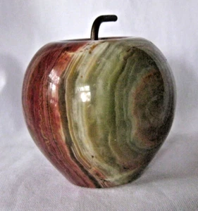 Green & Brown Polished Onxy Apple Form Paperweight - Picture 1 of 7