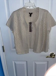 Dana Buchman Shirt Sleeve Ivory Sweater Shrug Top Size Large New With Tags - Picture 1 of 5