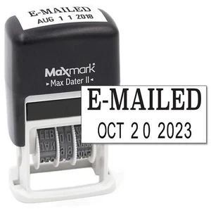 MaxMark Self-Inking Rubber Date Office Stamp with E-MAILED Phrase & Date - Bl... - Picture 1 of 7
