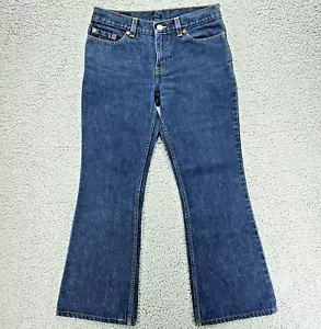 Vintage Levi's 514 Flare Leg Jeans Damen JR. M (29Wx29L) SuperLow Dunkelblau Y2K - Bild 1 von 12