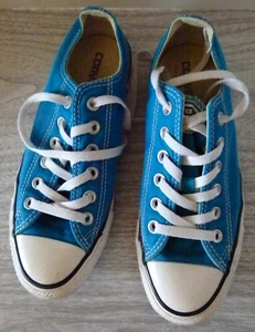 Size 7 Women, 5 Men - Unisex Converse All Star Low Top Teal Blue Canvas Shoes - Picture 1 of 7