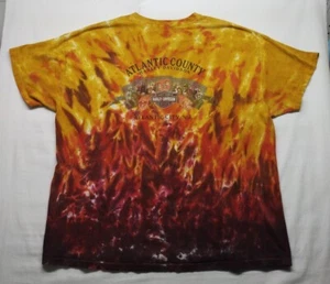 Harley Davidson Atlantic City New Jersey Tie Dye Shirt Herren 4XL Orange Flame Y2K - Bild 1 von 10