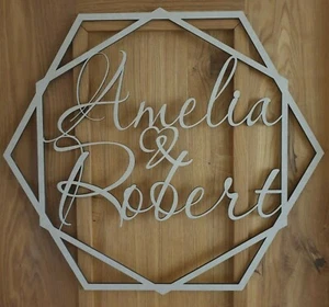 Personalised Wooden Script Name Hoop Circle Sign Wall Plaque MDF Nursery Decor - Picture 1 of 2