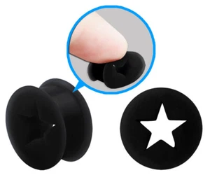 Orecchio Piercing Gioiello Silicone Flesh Tunnel Plug Stop Flessibile Nero + - Foto 1 di 3