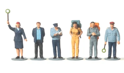 Merten 0212530 Bahnpersonal DR Ost und Reisende 6 Figuren H0 1:87 handbemalt Neu - Bild 1 von 2