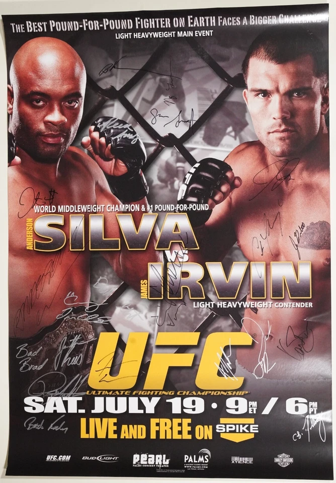 Póster Anderson Silva James Irvin Rumble + Firmado con Tarjeta UFC Fight Night 14 SBC Foto 1 de 4
