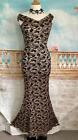 NEW Dress 8 Black/Gold Stretch Lace QUIZ Ballgown Fishtail Bardot Prom