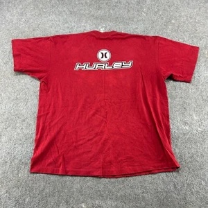 Camicia VINTAGE Hurley uomo XL rossa manica corta spellout surf skate logo cotone anni 90 - Foto 1 di 9