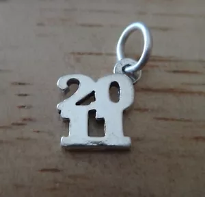 Sterling Silver 11x11mm Graduation Birth Anniversary Year Stacked 2011 Charm - Picture 1 of 1