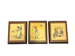 1970s HOLLY HOBBIE Greeting Card Hanging Wood Plaques (3) Handmade RARE Set - Picture 1 of 12