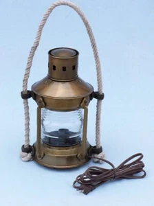 Antigua linterna eléctrica de anclaje redondo de latón de 16" - Imagen 1 de 2