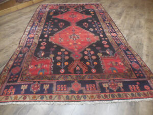 Vintage Geometric Turkish Rug Vegetable Dy Hand-knotted Anatolian Rug 5.6x9.7 Ft