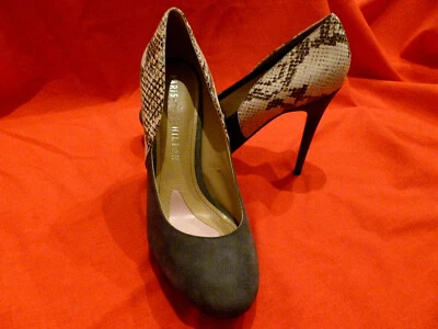 PARIS HILTON JASMIN PLATFORM STILETTOES Grey Suede/Grey Snakeskin Size10M - Image 1 of 4
